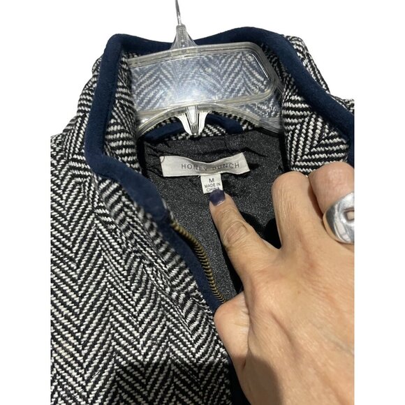 Honey Punch Womens Full Zip Linen Blend Herringbone Contrast Vest Pockets Size M - Picture 7 of 7